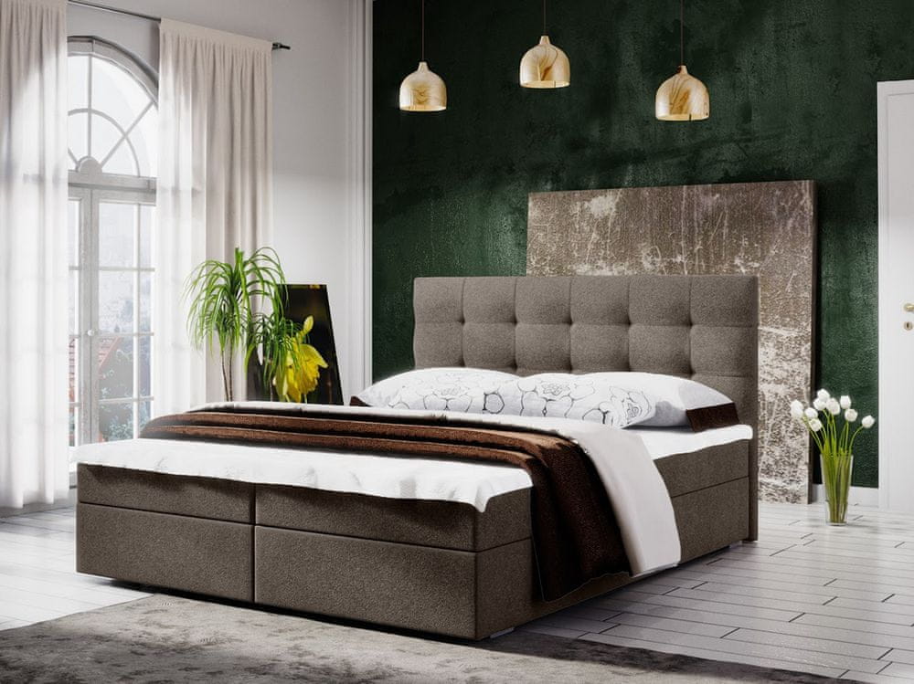 Veneti Manželská posteľ s úložným priestorom STIG COMFORT 5 - 180x200, svetlo hnedá