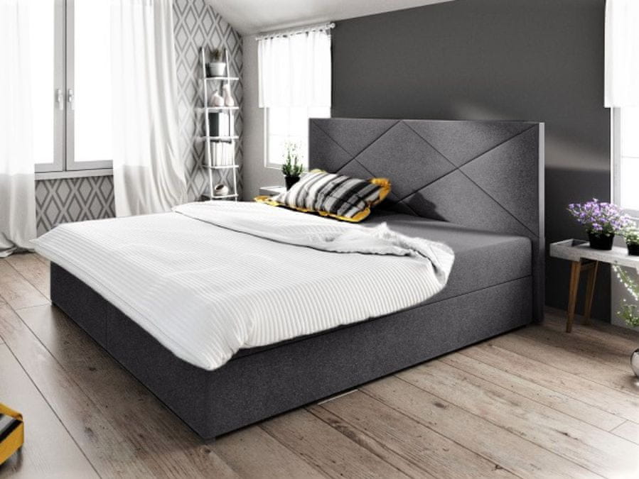 Veneti Jednolôžková posteľ s úložným priestorom STIG COMFORT 4 - 120x200, šedá