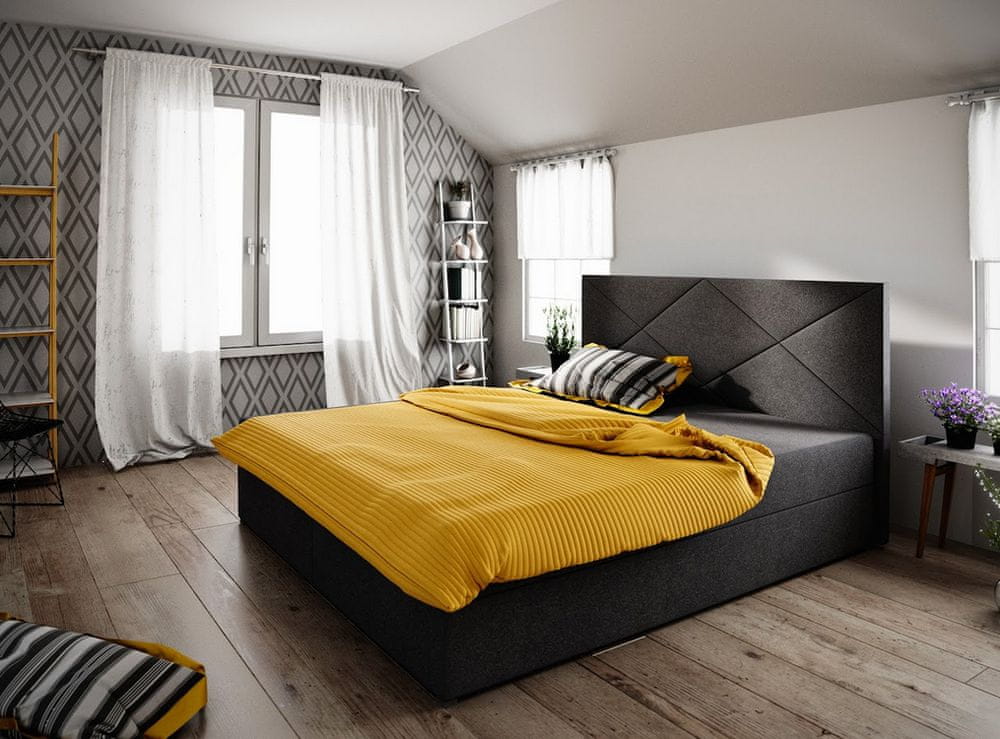 Veneti Manželská posteľ s úložným priestorom STIG 4 - 200x200, čierna