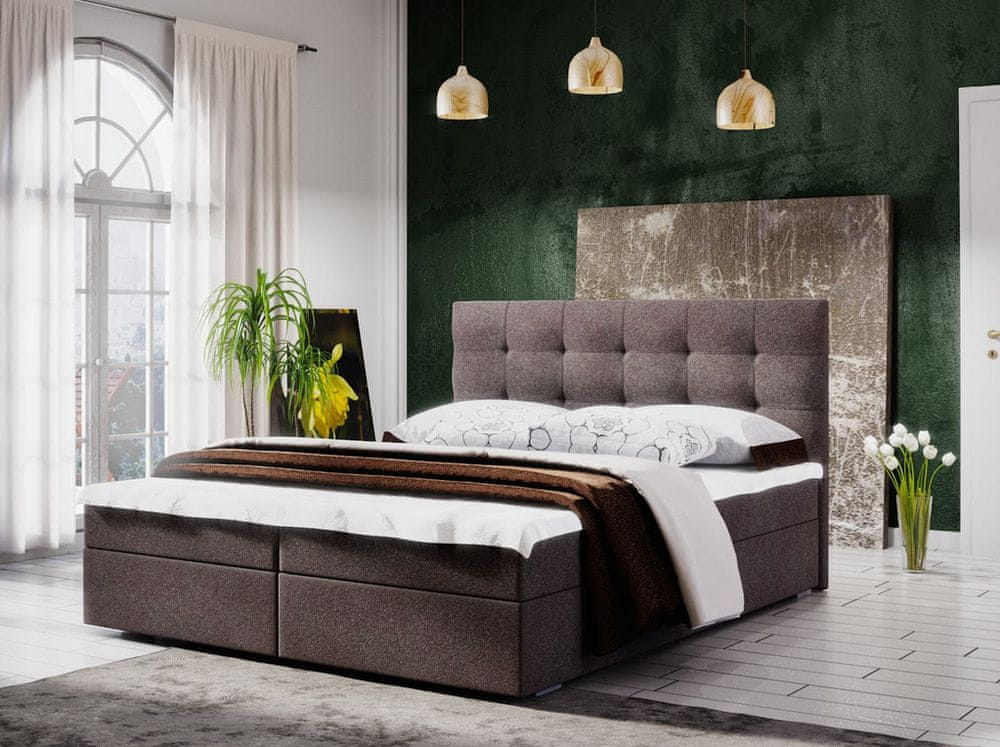 Veneti Manželská posteľ s úložným priestorom STIG COMFORT 5 - 160x200, hnedá