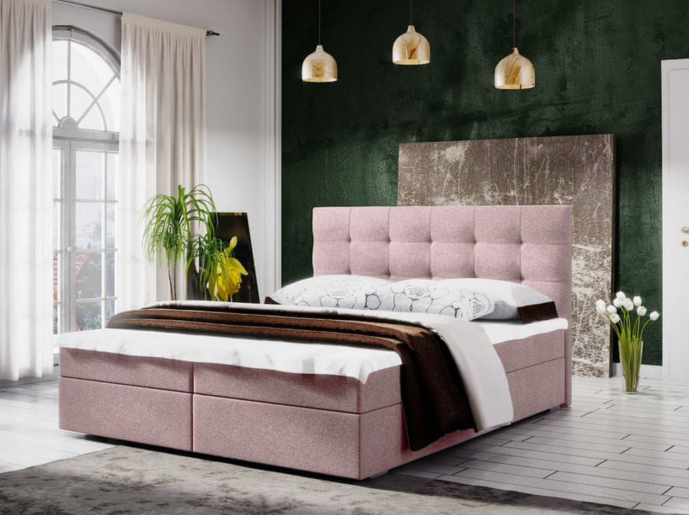 Veneti Manželská posteľ s úložným priestorom STIG COMFORT 5 - 160x200, ružová