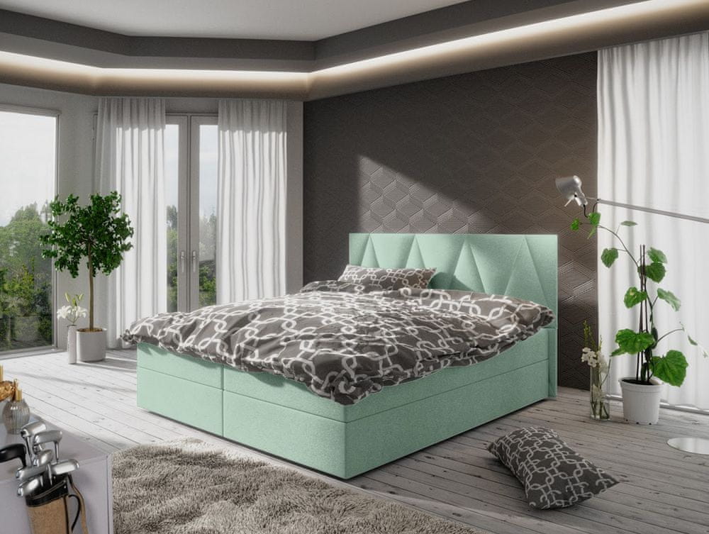 Veneti Jednolôžková posteľ s úložným priestorom STIG COMFORT 3 - 120x200, svetlo zelená
