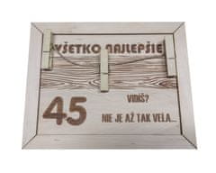KORY Drevená tabuľka na peniaze 45. narodeniny