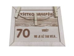 KORY Drevená tabuľka na peniaze 70. narodeniny