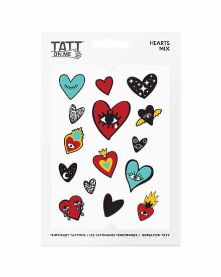 TATTon.me Vodeodolné dočasné tetovačky Srdce mix