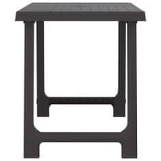 Vidaxl Kempingový stôl antracit 79x56x64 cm PP drevený vzhľad