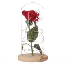 Luniks Červená ruža v sklenenej kupole s LED svetlami