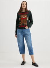 Jacqueline de Yong Tmavozelený dámsky vianočný sveter JDY Cookie S