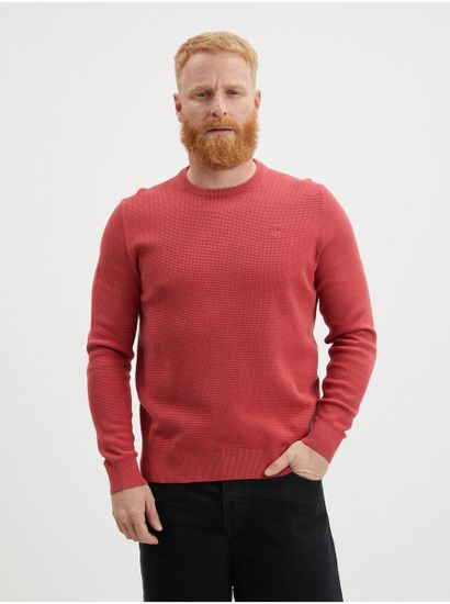 Lerros Červený pánsky basic sveter LERROS
