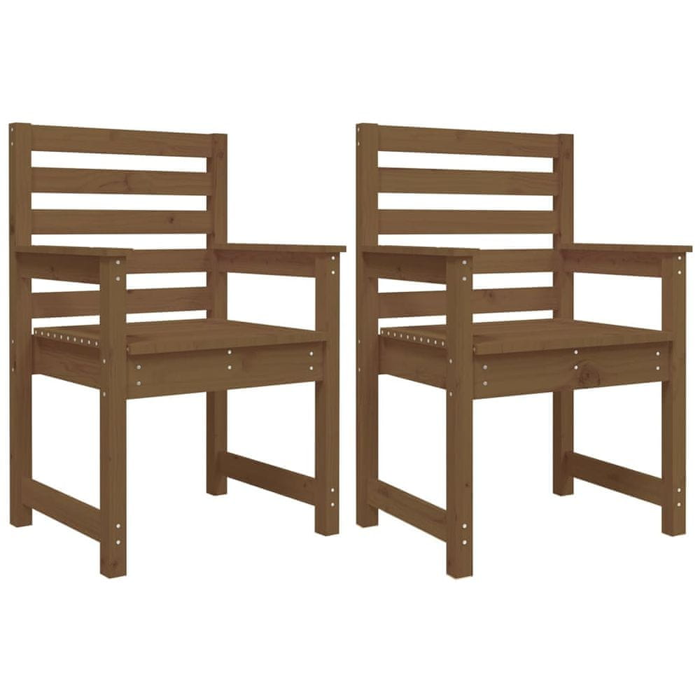 Vidaxl Záhradné stoličky 2 ks medovohnedý 60x48x91 cm borovicový masív
