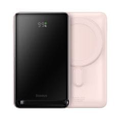 BASEUS Power Bank Magnetic bezdrôtový charging (With Xiaobai Type-C to Type-C 60W(20V/3A) 0.5m) MagSafe 15W / PD 20W, 10000 mAh, Pink (PPCX000204)