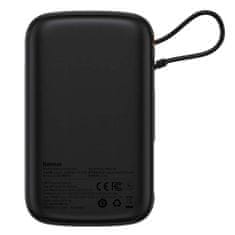 BASEUS Power Bank Qpow with Digital Display, C+U, with Built-in Type-C cable, QC, SCP AFC FCP 22,5W, 10000 mAh, čierna (PPQD060101)