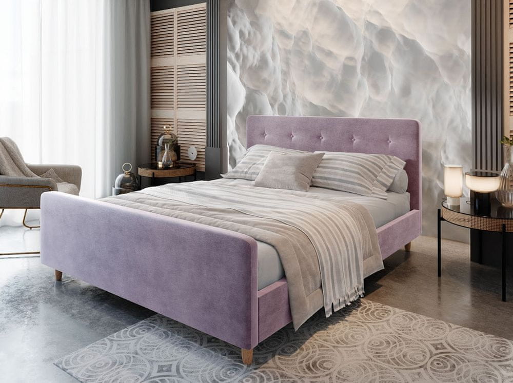 Veneti Manželská čalúnená posteľ NESSIE - 180x200, ružová