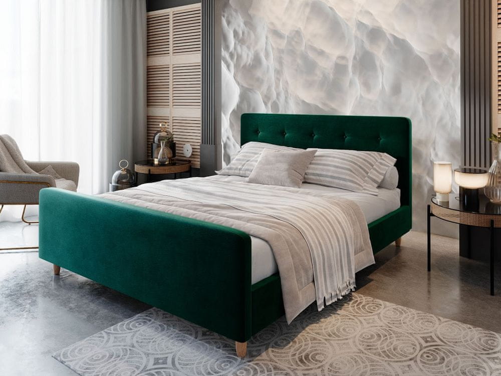 Veneti Jednolôžková posteľ s úložným priestorom NESSIE - 90x200, zelená