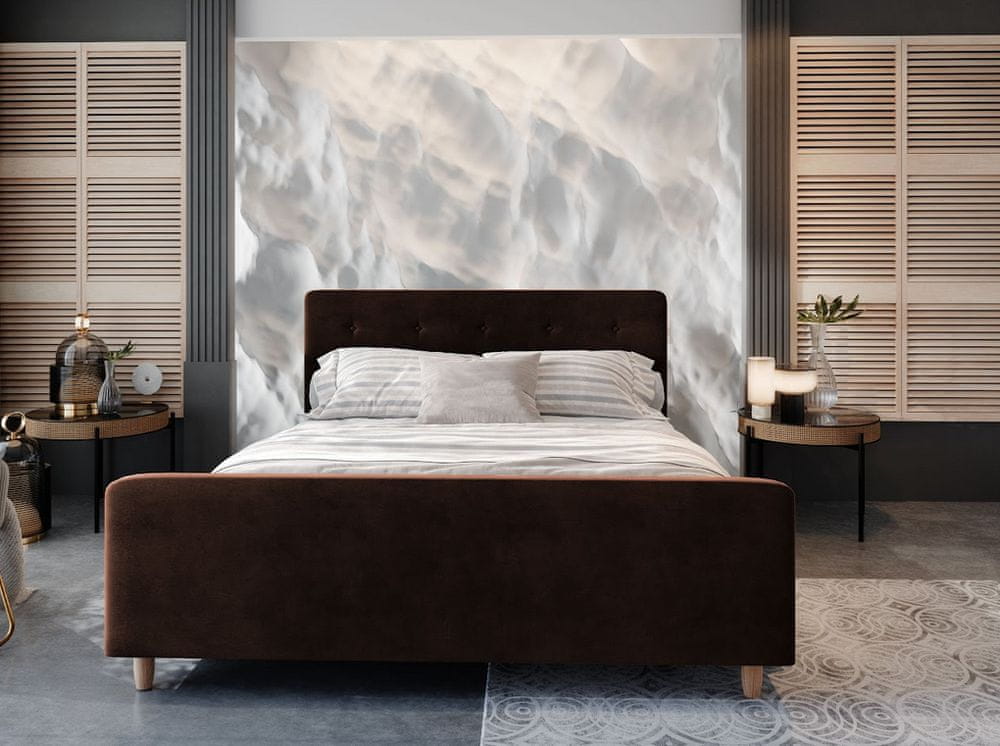 Veneti Manželská posteľ s úložným priestorom NESSIE - 160x200, tmavo hnedá