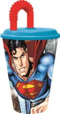 Stor Plastový pohár so slamkou SUPERMAN
