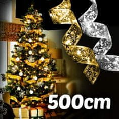 HOME & MARKER® Dekoračná svietiaca vianočná stuha LED na vianočný stromček 5m | SHINESTRAP