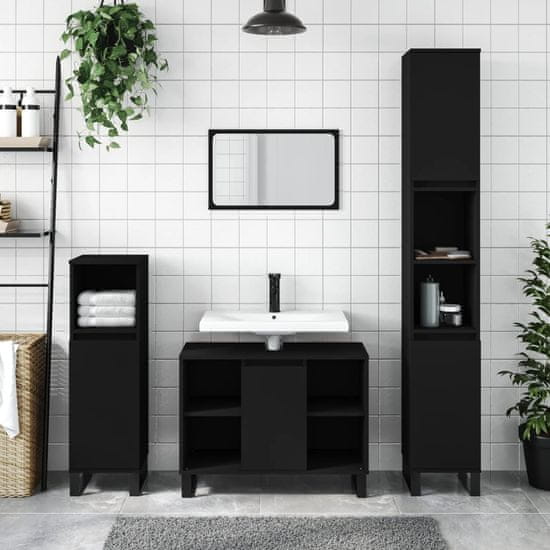 Vidaxl Kúpeľňová skrinka čierna 80x33x60 cm kompozitné drevo