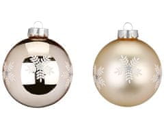LAALU Sada vianočných ozdôb 12 ks: krémovo-šampanské ozdoby so snehovou vločkou 8 cm