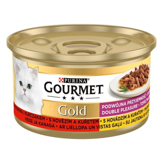 Gourmet GOLD hovädzie a kura, dusené a grilované kúsky 24x85 g