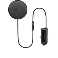 shumee MagSafe 15W bezdrôtová nabíjačka do auta s USB držiakom vetracieho otvoru, čierna