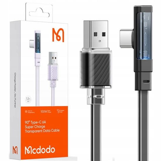 Mcdodo Kábel USB-C, hranatý, výkonný, superrýchly, Mcdodo, 100 W, 1,2 m, čierny CA-3420