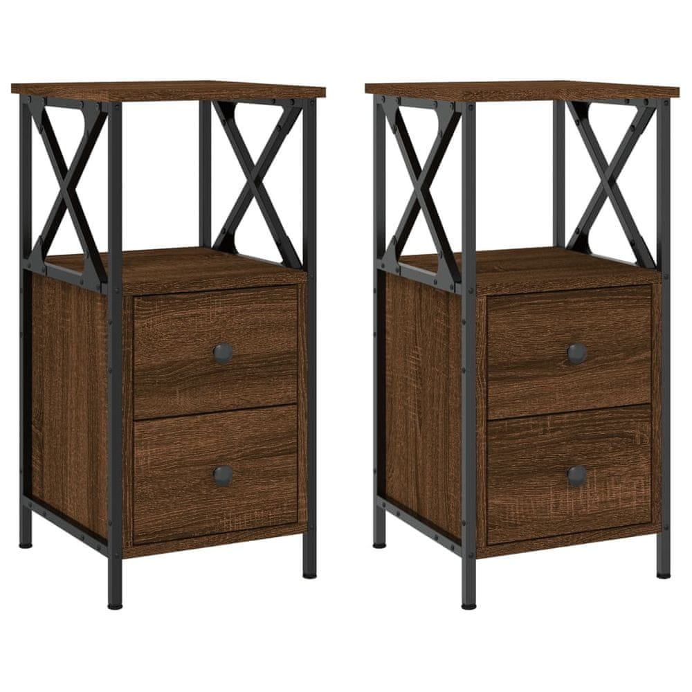 Vidaxl Nočné stolíky 2 ks, hnedý dub 34x35,5x70 cm, kompozitné drevo