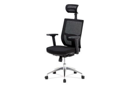 Autronic Kancelárska stolička Kancelářská židle, černá látka / černá síťovina, hliníkový kříž, synchronní mechanismus (KA-B1083 BK)