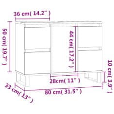 Petromila vidaXL Kúpeľňová skrinka biela 80x33x60 cm kompozitné drevo