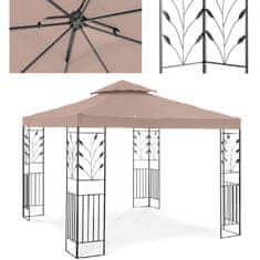 shumee Záhradný altánok altánok stan skladací baldachýn s ornamentom 3 x 3 x 2,6 m béžový