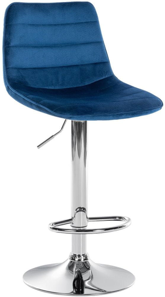 BHM Germany Barová stolička Lex, zamat, chrómový podstavec / modrá