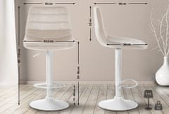 Barová stolička Lex, zamat, biely podstavec / krémová