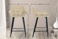 BHM Germany Barové stoličky Gibson (SET 2 ks), textil, krémová