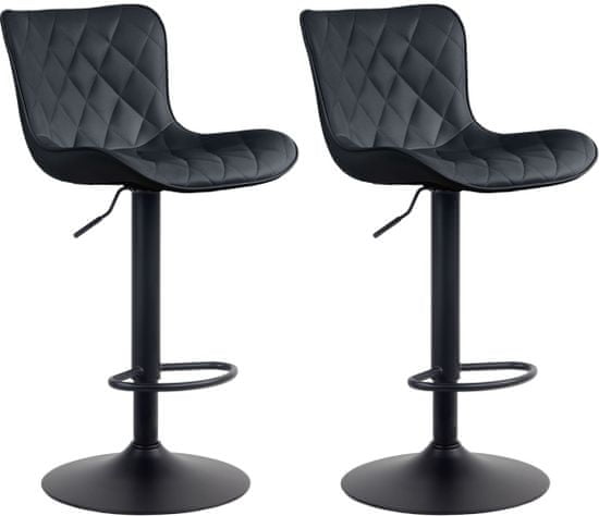 BHM Germany Barové stoličky Emma (SET 2 ks), syntetická koža, čierna