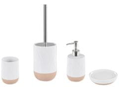 Beliani 4-dielna keramická súprava kúpeľňových doplnkov biela LEBU