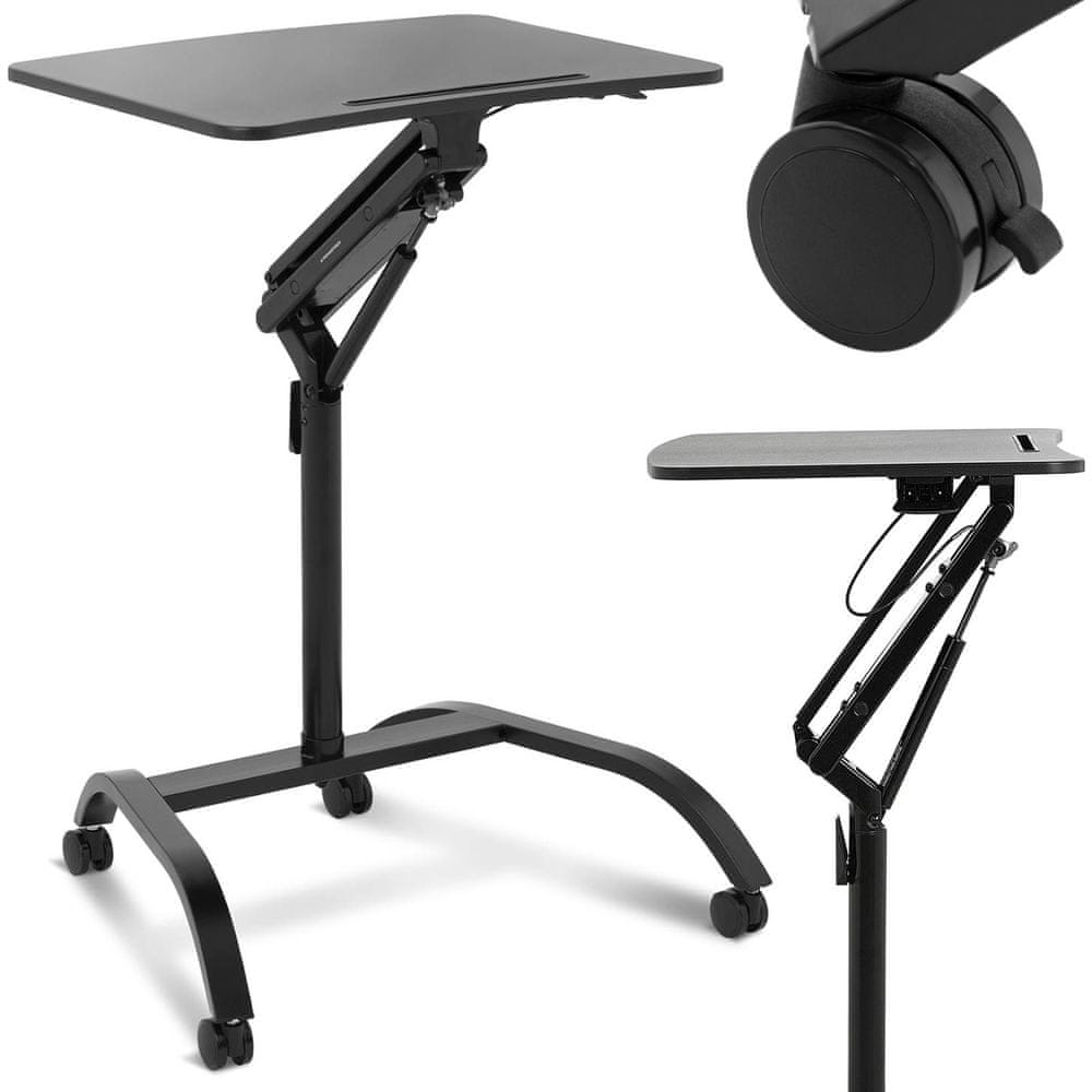 shumee Mobilný stojan na notebook stolík na kolieskach nastaviteľná výška 85-116 cm do 10 kg