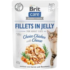 Brit Care Cat vreciek. Fillets in Jelly Choice Chicken with Cheese 85 g
