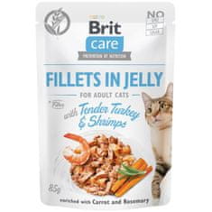Brit Care Cat vreciek. Filety v Jelly with Tender Turkey & Shrimps 85 g