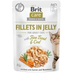 Brit Care Cat vreciek. Filety v Jelly with Fine Trout & Cod 85 g