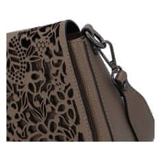 Delami Vera Pelle Luxusná dámska kožená kabelka Carving design, taupe