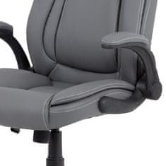 Autronic Kancelárska stolička Kancelářská židle, šedá ekokůže, kříž kov černý, houpací mechanismus (KA-G301 GREY)
