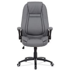 Autronic Kancelárska stolička Kancelářská židle, šedá ekokůže, kříž kov černý, houpací mechanismus (KA-G301 GREY)