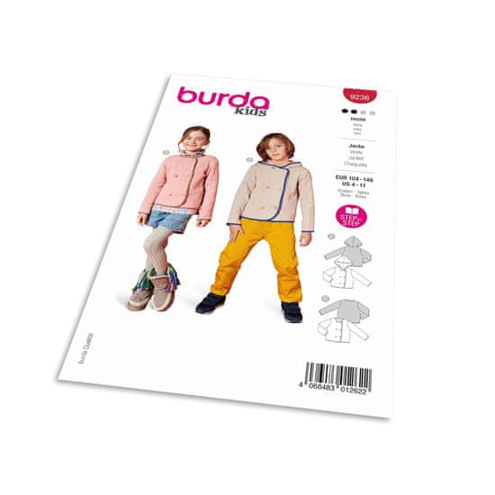 Burda Strih Burda 9236 - Kabátik s kapucňou pre dievčatá a chlapcov
