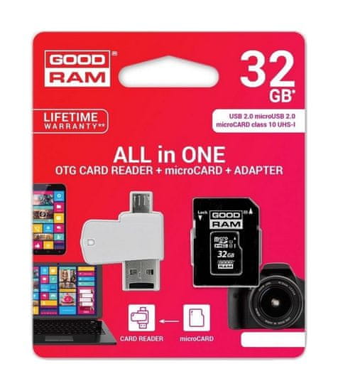 GoodRam Pamäťová karta 32GB Class 10 + čítačka micro USB 40086