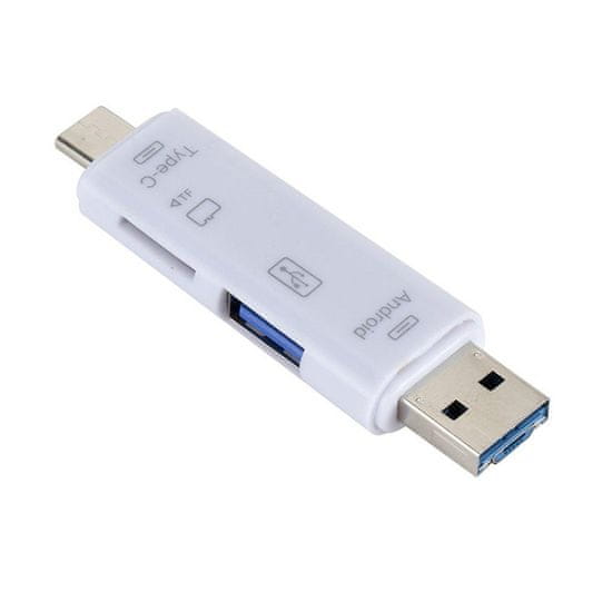 Northix OTG adaptér, USB - 5-v-1 - biely