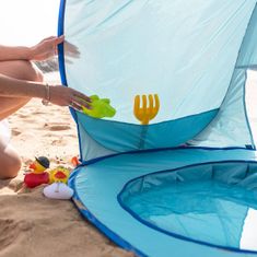 Northix Plážový stan s bazénom pre deti - modrý 