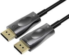 PremiumCord Optický DisplayPort 1.4 propojovací kábel M/M, zlacené konektory, 10m