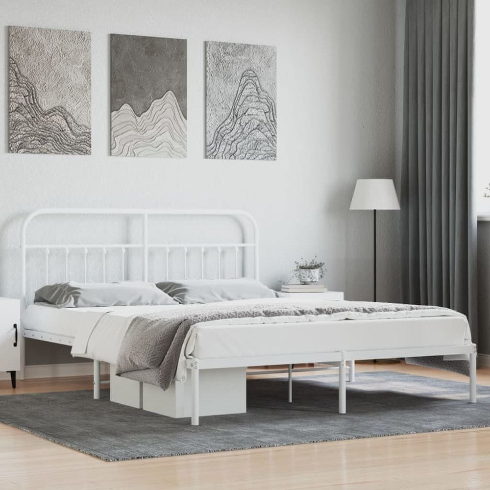 Petromila vidaXL Kovový rám postele s čelom biely 180x200 cm