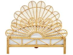 Beliani Ratanová pávia posteľ 140 x 200 cm svetlé drevo FLORENTINE