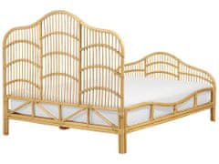 Beliani Ratanová posteľ 140 x 200 cm svetlé drevo DOMEYROT